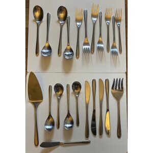 Supreme Cutlery Towle TWS- Satin Stainless 22 Pc Japan MCM Sleek Odd READ HTF